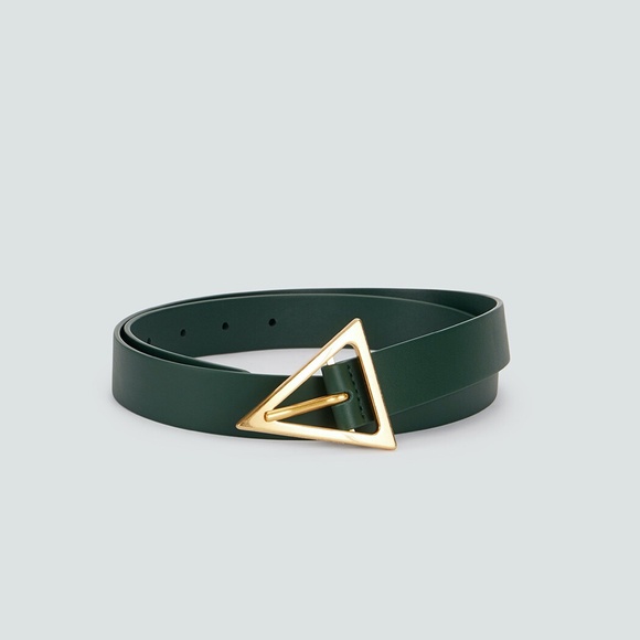 BOTTEGA VENETA NWOT Triangle Leather Belt in Raintree Green Size 85 cm / 34\